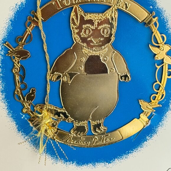 Beatrix Potter Tom Kitten Book 24K Gold Ornament Boxed Set (1990s) Rare F. Warne - Picture 8 of 9